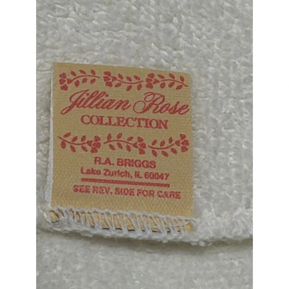 Vintage Dundee Jillian Rose Cat Towel‎ Set White Embroidered Cotton 3pc USA 80s